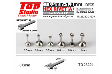 Top Studio 0.6mm Hex Rivets (A) - TD23221