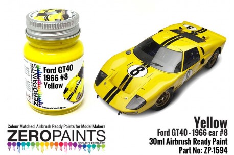 Zero Paints Ford GT40 - 1966 Car 8 Yellow Paint 60ml - ZP-1594