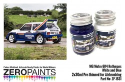 Zero Paints MG Metro 6R4 Rothmans - White and Blue Paint Set 2 x 30ml - ZP-1531