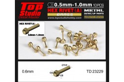 Top Studio 0.6mm Hex Rivets (A) - Brass