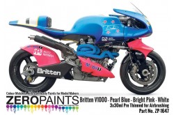 Zero Paints Britten V1000 - Pearl Blue - Bright Pink - White Paints 3x30ml - ZP-1647