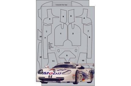 Scale Motorsport Porsche 911 GT-1 EVO Carbon Fiber Template Decal Set -  1/24 Scale - SMS-7117