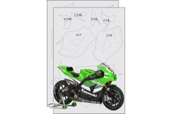 Scale Motorsport Kawasaki Ninja ZX-RR Carbon Fiber Template Decal Set -  1/24 Scale