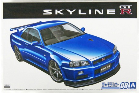 Aoshima Nissan BNR34 Skyline GT-R V-SPEC II '02 - 1/24 Scale Model Kit - AOS-058589