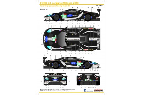 S.K. Decals Ford GT No. 66 No. 67 24 Hours Le Mans 2019 (Team UK) - 1/24 Scale