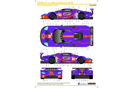 S.K. Decals Wynn's/Keatings No.85 Ford GT Le Mans Decals  - 1/24 Scale - SK-24093