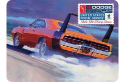 AMT 1969 Dodge Charger Daytona USPS "Auto Art Stamp Series" with Collectible Tin - 1/25 Scale Model Kit