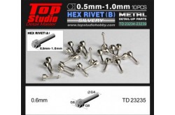 Top Studio 0.6mm Hex Rivets (B) - Silvery - TD23235