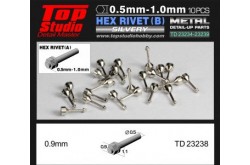Top Studio 0.9mm Hex Rivets (B) - Silvery - TD23238