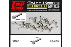 Top Studio 0.9mm Hex Rivets (C) - Silvery - TD23250