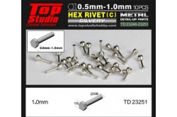 Top Studio 1.0mm Hex Rivets (C) - Silvery - TD23251