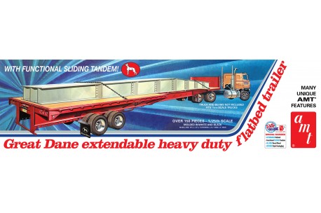 AMT Great Dane Extendable Flat Bed Trailer Model Kit - 1/25 Scale - 1111