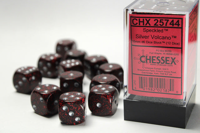 Chessex Speckled Silver Volcano 16mm d6 Dice Block (12 dice)