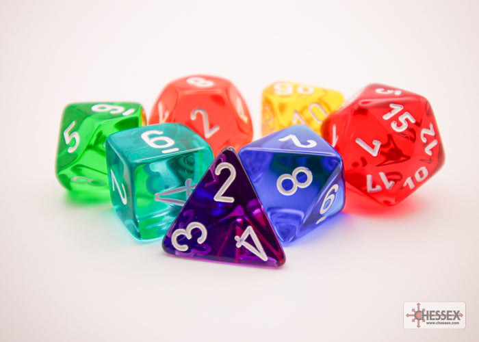 Chessex Prism Translucent GM & Beginner Player Polyhedral 7-Die Set