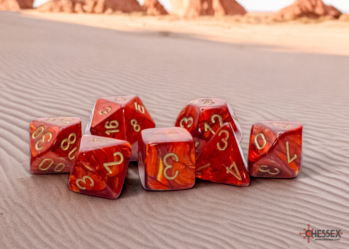 Chessex Scarab Mega-hedral Scarlet/gold 7-Die Set