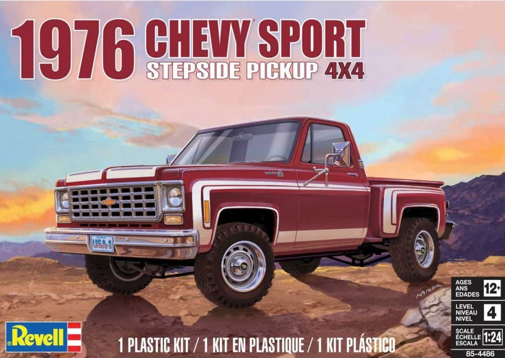 Revell 76 Chevy Sport Stepside Pickup 4X4 Model Kit - 1/24 Scale