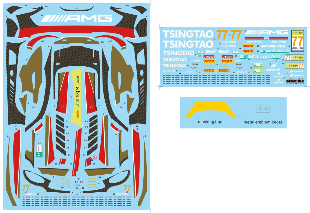 S.K. Decals Mercedes AMG GT FIA GT World Cup Macau 19 Team Craft-Bamboo Racing  - 1/24 Scale