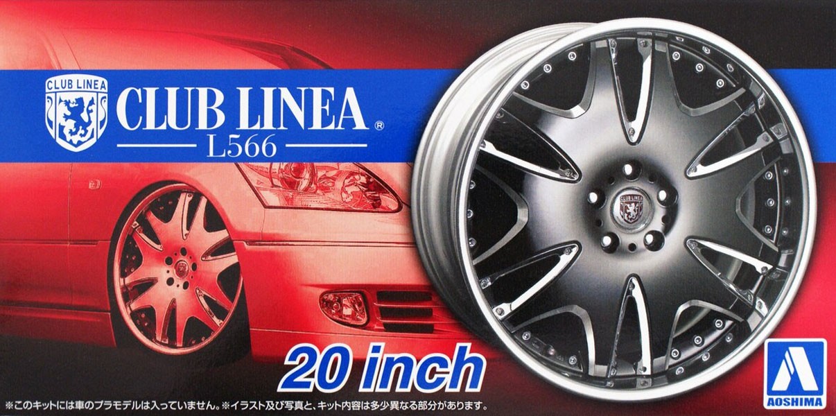 Aoshima Club Linea K566 20" Tire & Wheel Set - 1/24 Scale