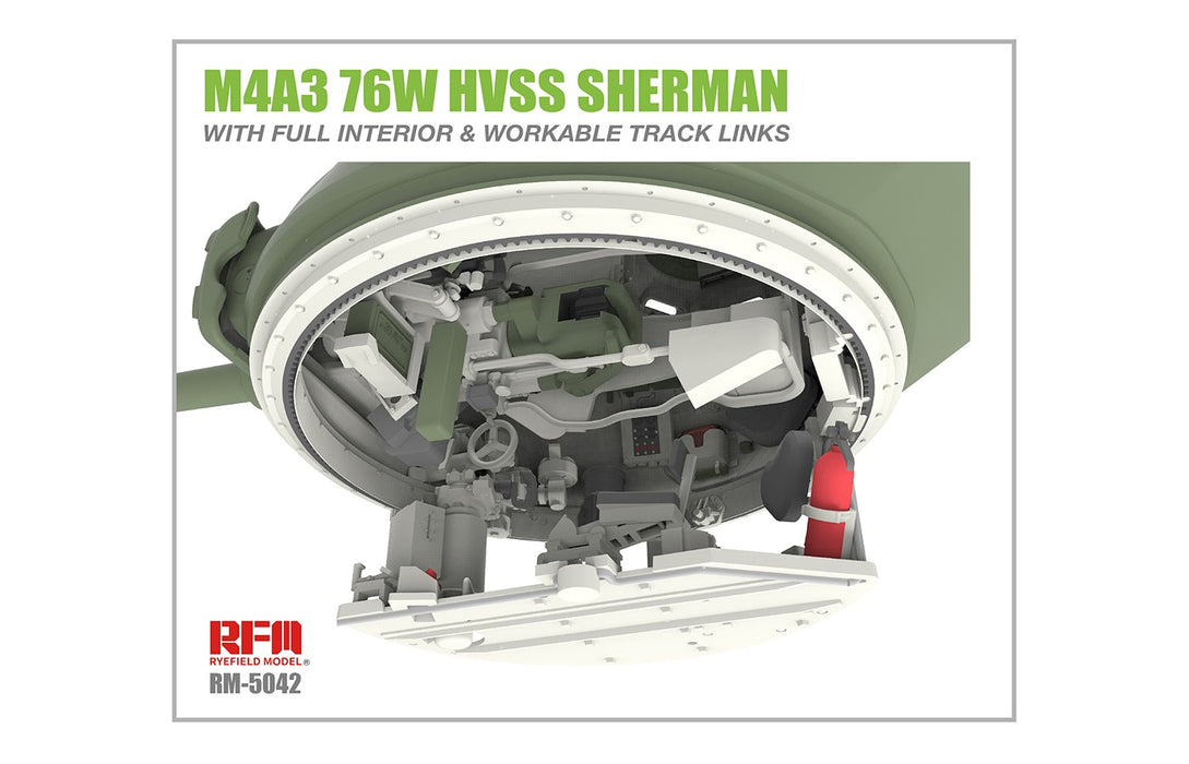 RFM M4A3E8 SHERMAN w/Full Interior & Workable Track Links - 1/35 Scale Model Kit