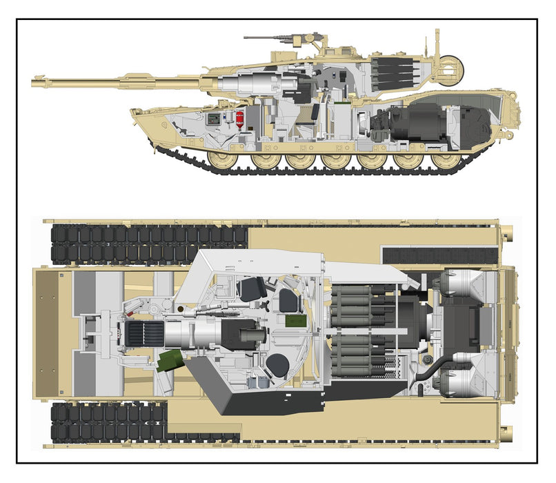 RFM M1A1 M1A2 Abrams with Full Interior (2 in 1) - 1/35 Scale Model Kit