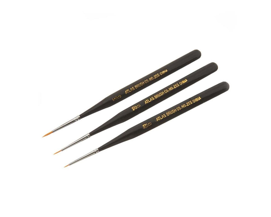 Atlas Brush Co. 255 – Detail Taklon Brushes – 3 pcs