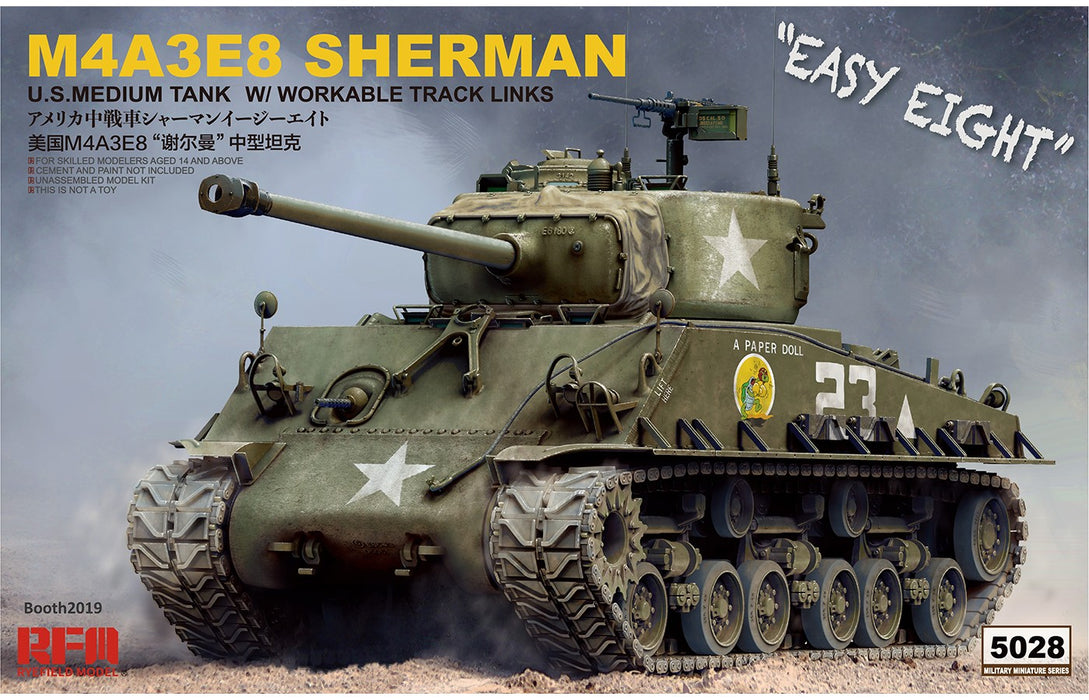 RFM M4A3E8 SHERMAN w/ Workable Track Links - 1/35 Scale Model Kit