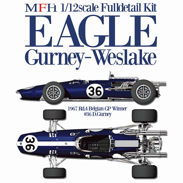 1/12 Scale Eagle Gurney-Weslake T1G Full Detail Model Kit - 1967 F1 Car