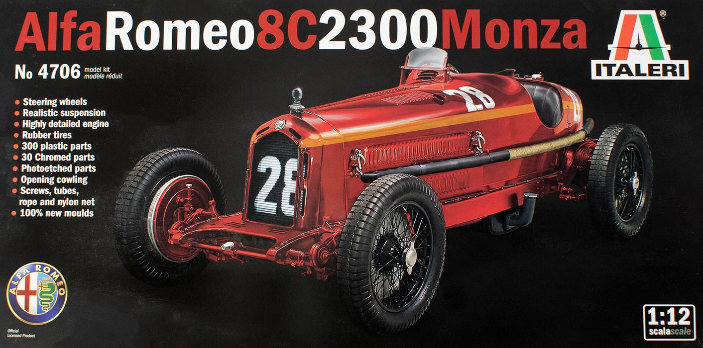 Italeri Alfa Romeo 8C 2300 Monza Tazio Nuvolari - 1/12 Scale Model Kit