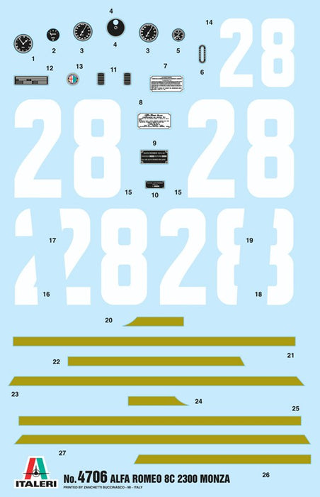 Italeri Alfa Romeo 8C 2300 Monza Tazio Nuvolari - 1/12 Scale Model Kit