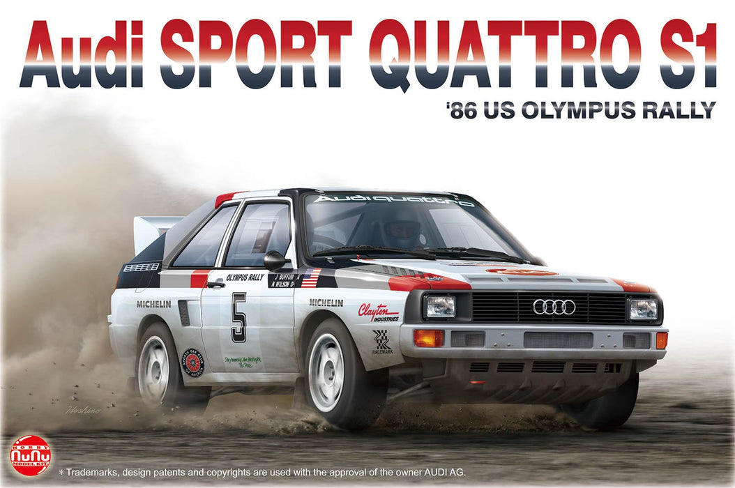 Platz NuNu Audi Sport Quattro S1 ‘86 US Olympus Rally - 1/24 Scale Model Kit