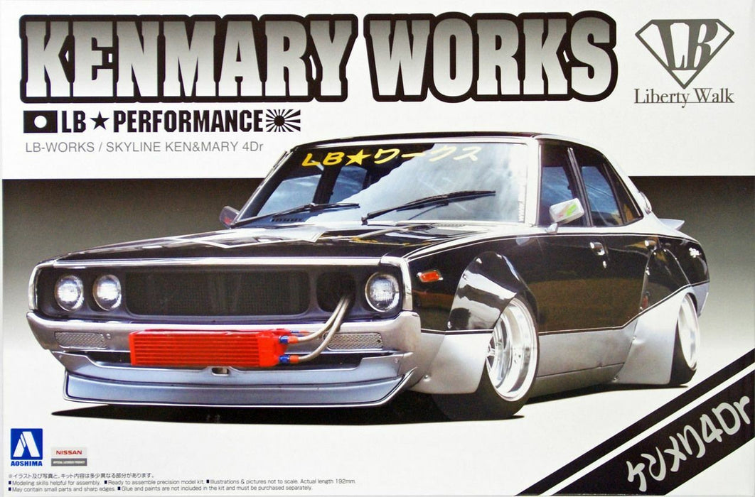 Aoshima Liberty Walk Nissan Skyline Kenmary Works 4Dr - 1/24 Scale Model Kit