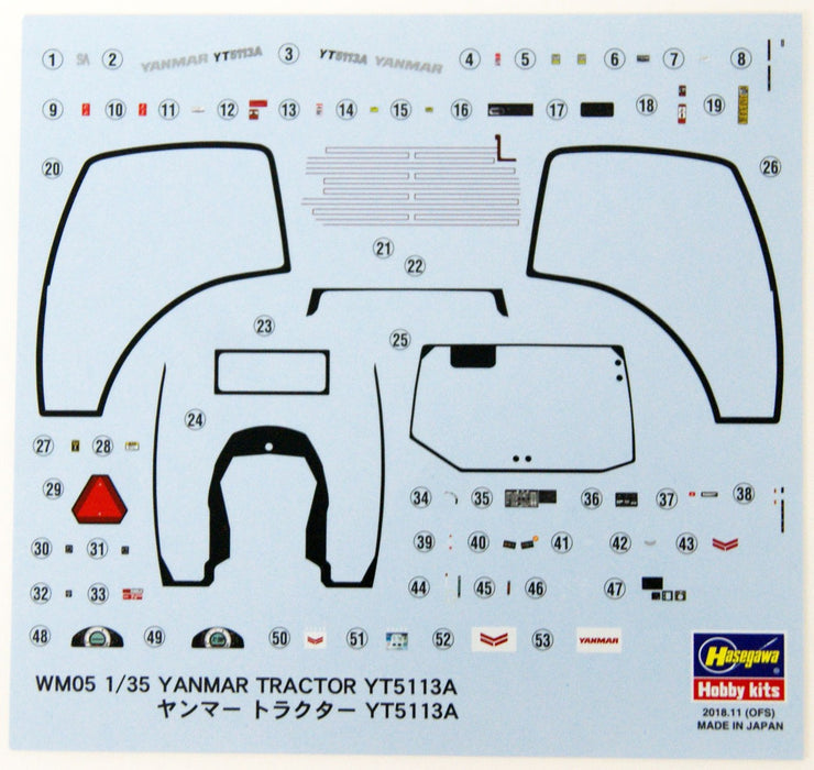 Hasegawa Hitachi WM05 Yanmar Tractor YT5113A - 1/35 Scale Model Kit