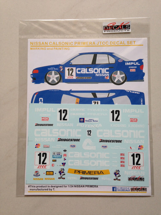 S.K. Decals Nissan Primera Calsonic JTCC Decals (Tamiya)  - 1/24 Scale