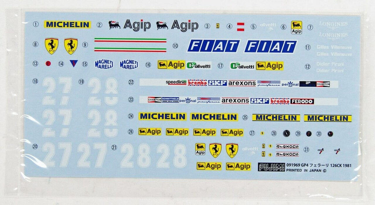 Fujimi GP04 F1 Ferrari 126CK Spain/ Canada GP - 1/20 Scale Model Kit