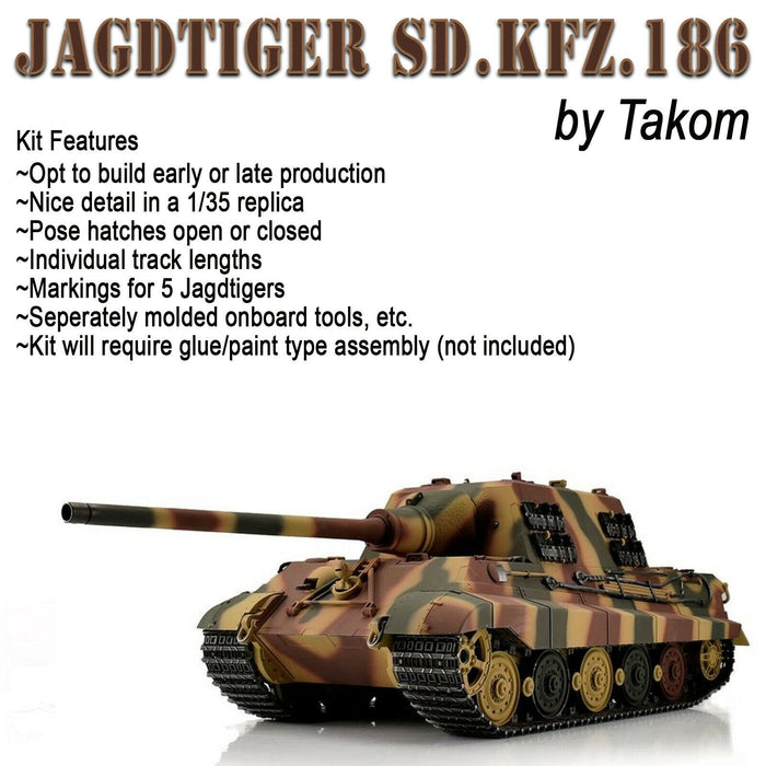 Takom Jagdtiger SdKfz 186 Early/Late Production Tank (2 in 1) - 1/35 Scale Model Kit