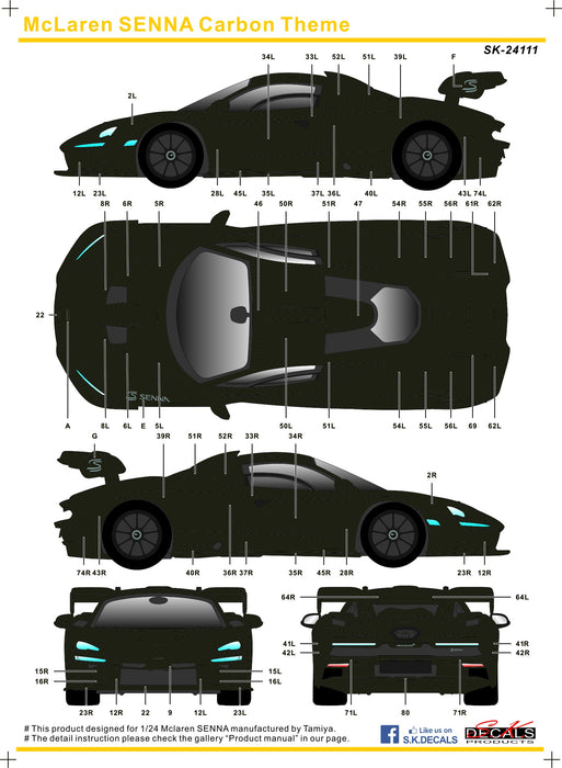 S.K. Decals McLaren Senna Carbon Theme - 1/24 Scale