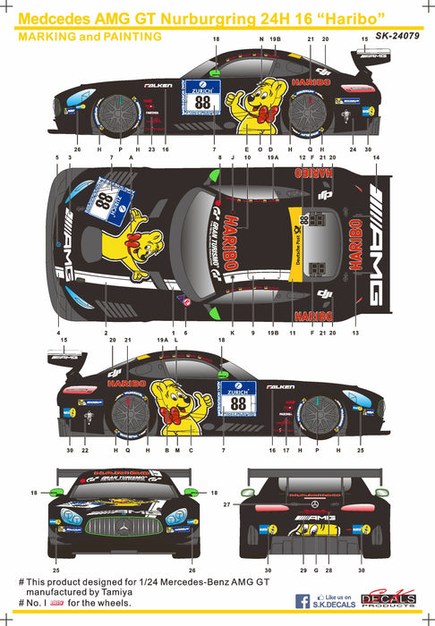 S.K. Decals Mercedes-AMG GT3 Haribo No.8 Decals  - 1/24 Scale