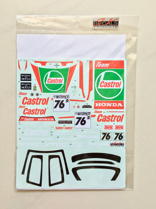 S.K. Decals Honda Civic EG6 Gr.N Castrol Decals - 1/24 Scale