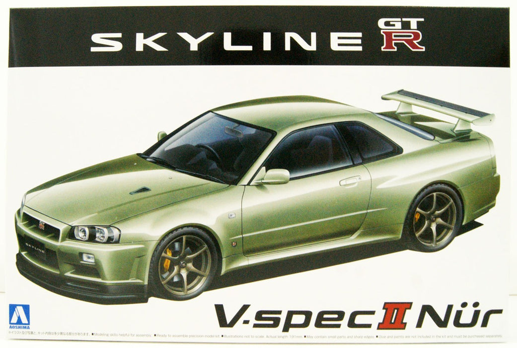 Aoshima Nissan BNR34 Skyline GT-R V-spec II Nur. '02 - 1/24 Scale Model Kit