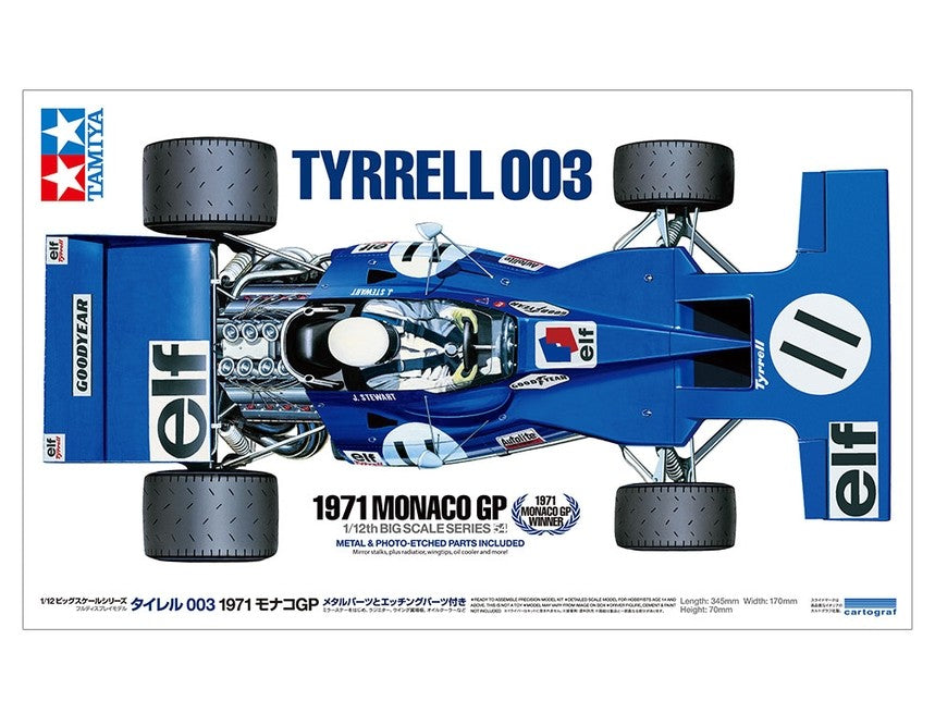 Tamiya Tyrrell 003 1971 Monaco GP (w/Photo-Etched Parts) - 1/12 Scale Model Kit