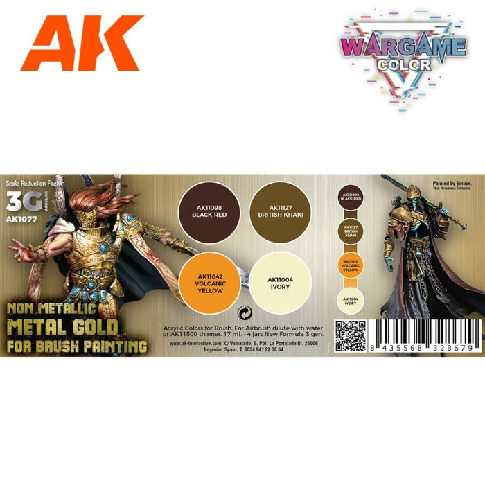 AK Interactive Wargame Color Set: Non Metallic Metal Gold - AK1077