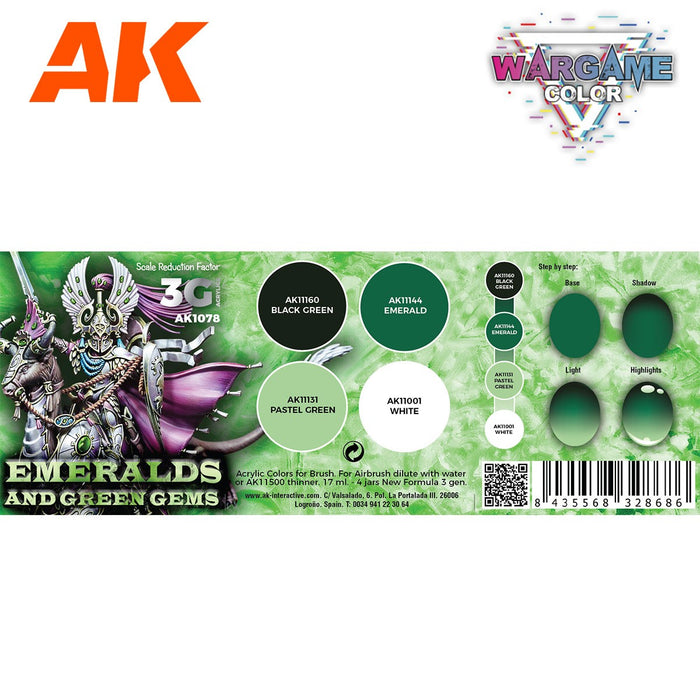 AK Interactive Wargame Color Set: Emeralds and Green - AK1078