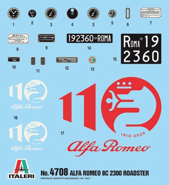 Italeri Alfa Romeo 8C/2300 (1931-1933) - Alfa Romeo 110th Anniversary - 1/12 Scale Model Kit