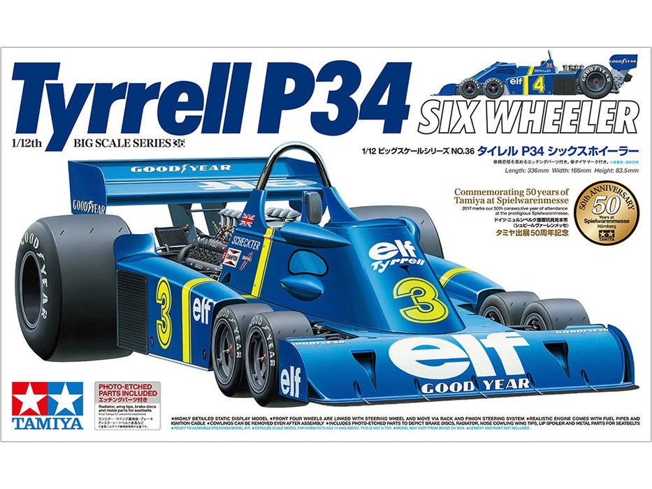 Tamiya Tyrrell P34 Six Wheeler (w/Photo-Etched Parts) - 1/12 Scale Model Kit