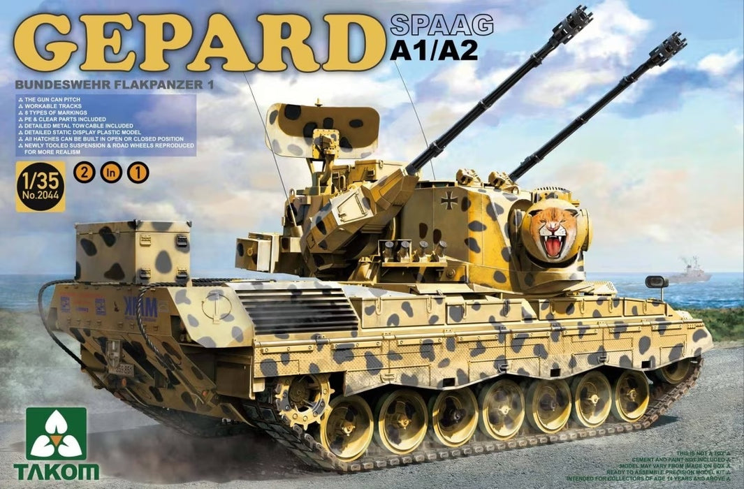 Takom Gepard A1/A2 SPAAG Bundeswehr Flakpanzer 1 - 1/35 Scale Model Kit