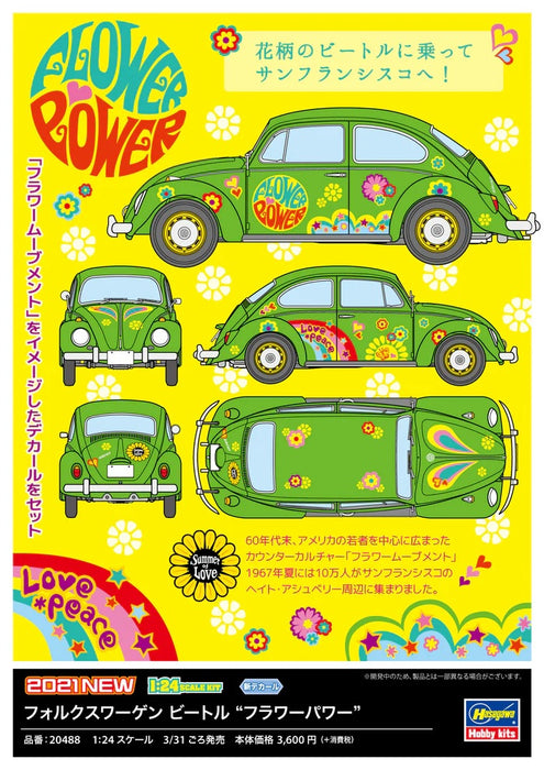 Hasegawa Volkswagen Beetle “Flower Power” - 1/24 Scale Model Kit