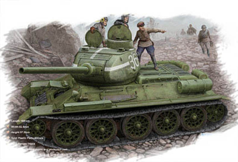 HobbyBoss Soviet T-34/85 (Model 1944 flattened turret)Tank - 1/48 Scale Model Kit