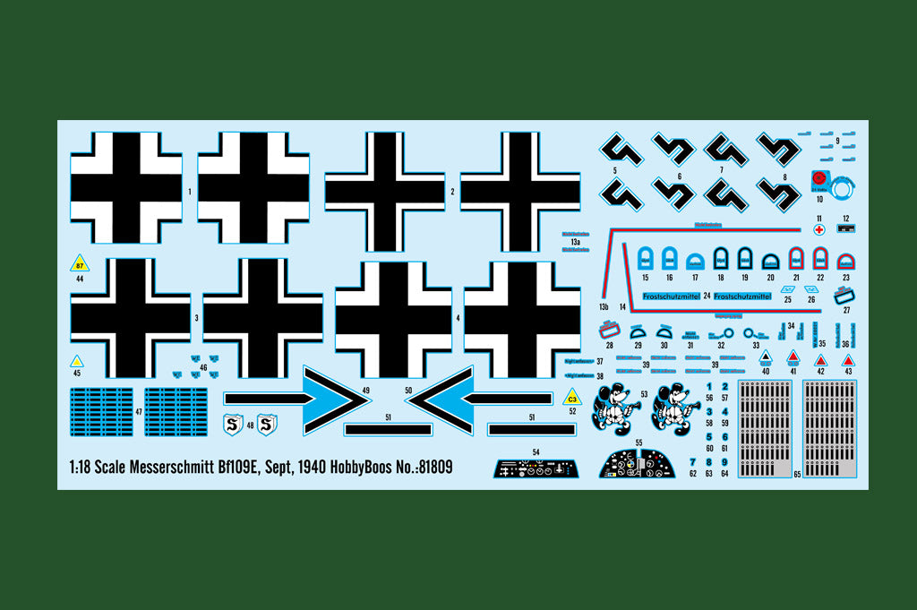 HobbyBoss Messerschmitt Bf109E, Sept, 1940 - 1/18 Scale Model Kit
