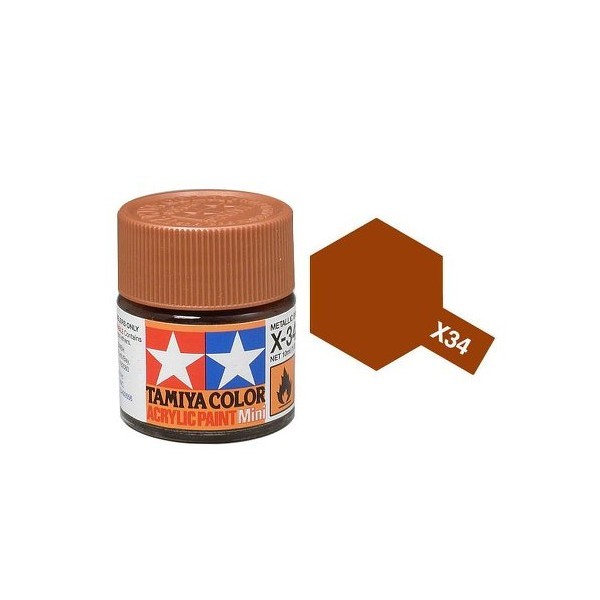 Tamiya Acrylic Mini X-34 Metallic Brown - 10ml Jar