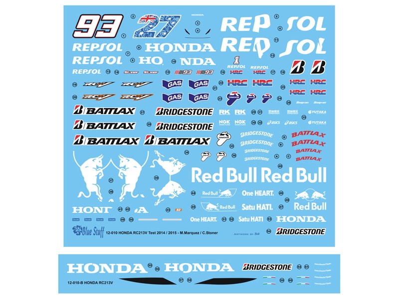Blue Stuff HONDA RC213V Test 2014 / 2015 - 1/12 Decals
